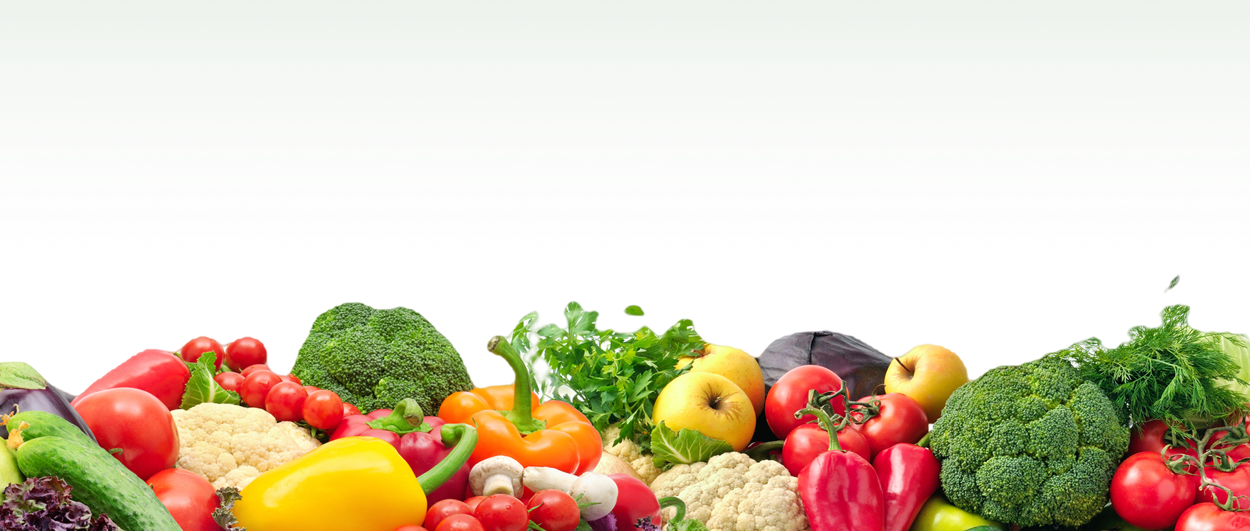 Assorted fresh vegetables and fruits display.