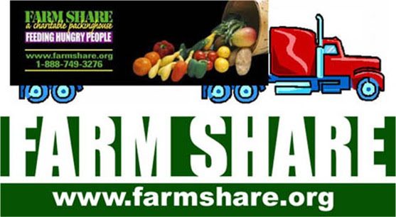 Farm Share logo with red truck illustration.